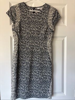 Navy & White Patterned Designer Tailored Dress